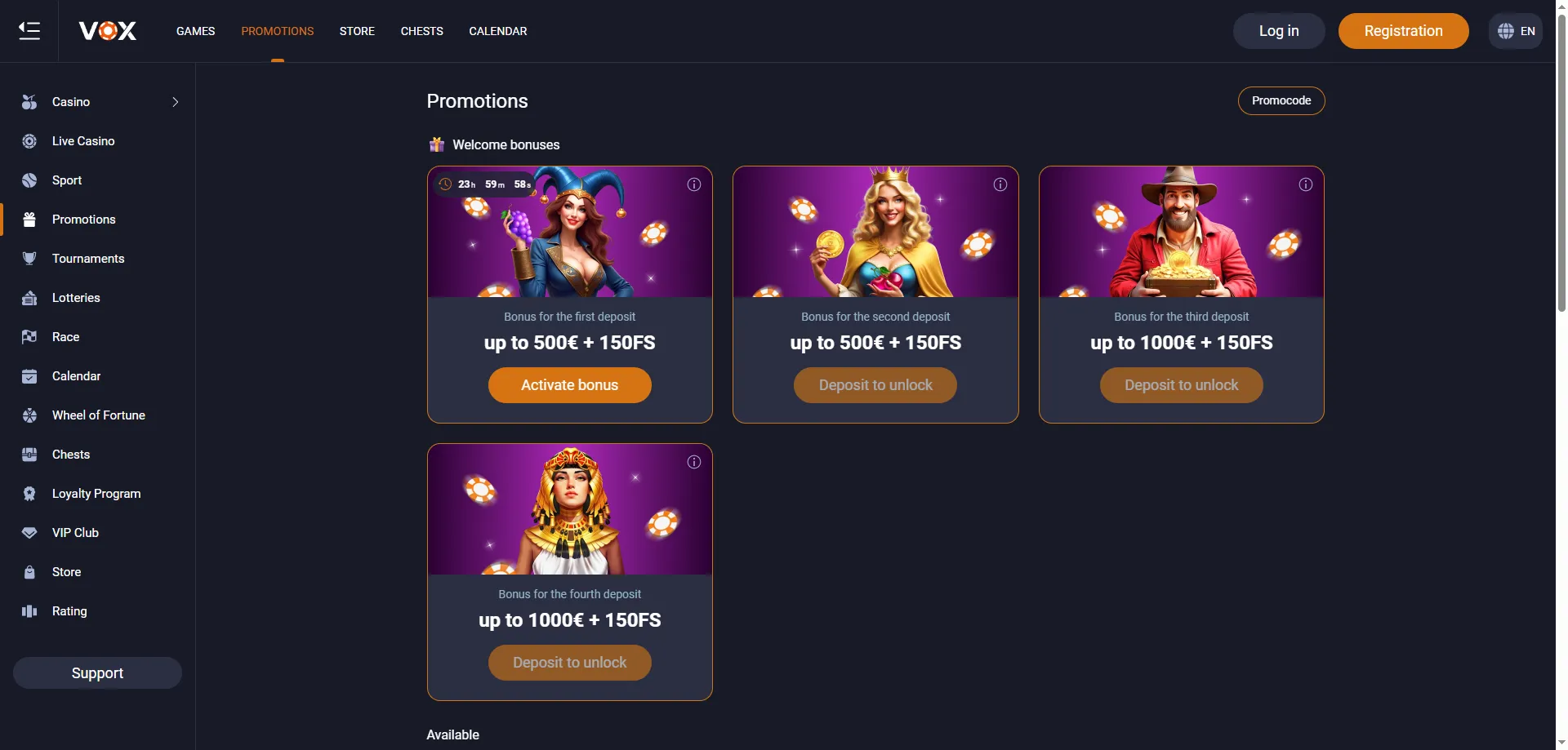 Vox Casino bonusy – uvítací bonus a free spiny pre nových hráčov